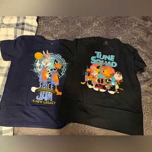 2 Space Jam Tune Squad A New Legacy T Shirts XL Black & Navy Short Sleeve Mens